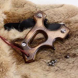 Image of Wooden Slingshot,Handmade Catapult, Pyroysis Method, Burned Shou Sugi Ban Technique, Wood Sling Slot