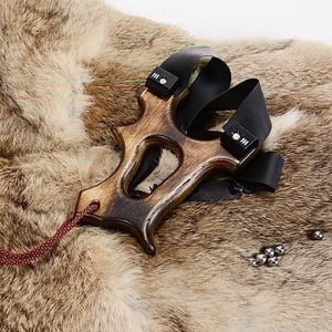 Image of Wooden Slingshot,Handmade Catapult, Pyroysis Method, Burned Shou Sugi Ban Technique, Wood Sling Slot