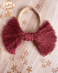 Zara Macrame Bow- Rust  5.25in
