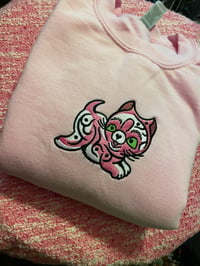 Image 2 of Baby Pink Tribal Cat Unisex Sweatshirt