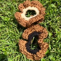 Image 2 of Metallic Brown Crochet Scrunchie