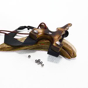 Image of Wooden Slingshot, Birchwood Sling Shot, Pyrolsis Technique of Wood Burning, Wood Catapult
