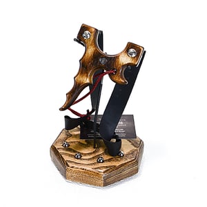 Image of Wooden Slingshot, Birchwood Sling Shot, Pyrolsis Technique of Wood Burning, Wood Catapult