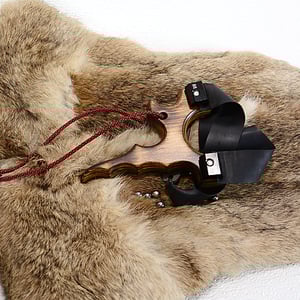 Image of Wooden Slingshot, Birchwood Sling Shot, Pyrolsis Technique of Wood Burning, Wood Catapult