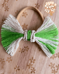 Zara Macrame Bow- Lime & Cream 5in