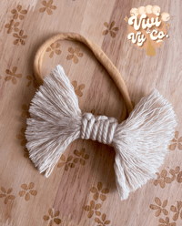 Zara Macrame Bow- Cream 4 in