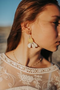 Image 4 of Leather Daisy Drop & Dangle Earrings