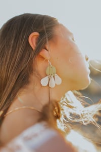 Image 1 of Leather Daisy Drop & Dangle Earrings