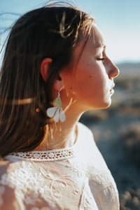 Image 2 of Leather Daisy Drop & Dangle Earrings