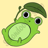 Image 1 of Frog with Leaf Umbrella Sticker