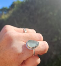 Image 2 of Pale Aqua blue teardrop Cornish Seaglass Ring - Adjustable size