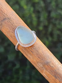 Image 3 of Pale Aqua blue teardrop Cornish Seaglass Ring - Adjustable size