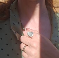 Image 4 of Pale Aqua blue teardrop Cornish Seaglass Ring - Adjustable size