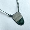 Contemporary Green Necklace, Handmade Textured Porcelain On Linen Cord