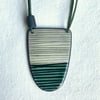 Contemporary Green Necklace, Handmade Textured Porcelain On Linen Cord