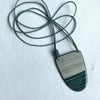 Contemporary Green Necklace, Handmade Textured Porcelain On Linen Cord