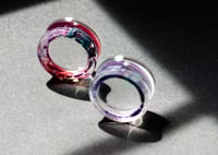 Image 1 of 25MM 1" Plugs - Epoxy Resin Plugs - PAIR - Clear Ring Design - Unique - One of a kind 
