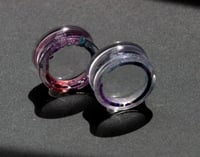 Image 3 of 25MM 1" Plugs - Epoxy Resin Plugs - PAIR - Clear Ring Design - Unique - One of a kind 