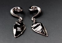 Image 1 of Arrowhead - SILVER - Ear Hangers - Dangle Earrings - Stainless Steel - Plugs Tunnels 