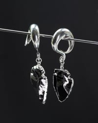Image 2 of Arrowhead - SILVER - Ear Hangers - Dangle Earrings - Stainless Steel - Plugs Tunnels 