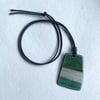 Contemporary Handmade Ceramic Necklace, Textured Black Porcelain Clay, Green Glaze on cord