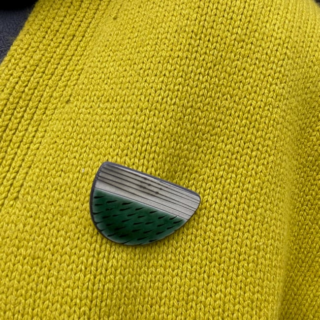 Green Glazed Contemporary Ceramic Brooch, Textured Porcelain