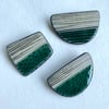 Green Ceramic Handmade Brooch, Textured Porcelain
