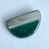 Green Ceramic Handmade Brooch, Textured Porcelain
