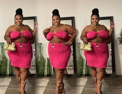 Image of 3PACK PLUS SIZE BUBBLE ME 2-PIECE SKIRT SET-HOT PINK