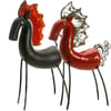 Handmade Ceramic Racing Horse on Iron Legs | Black & Red
