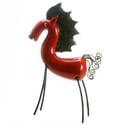 Handmade Ceramic Racing Horse on Iron Legs | Black & Red