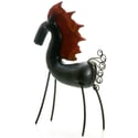 Handmade Ceramic Racing Horse on Iron Legs | Black & Red