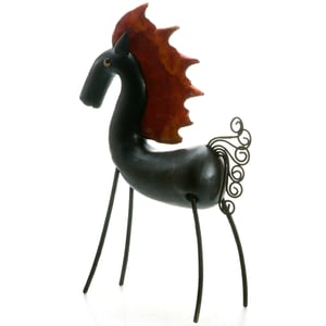 Image of Racing Horse on Iron Legs | Black & Red