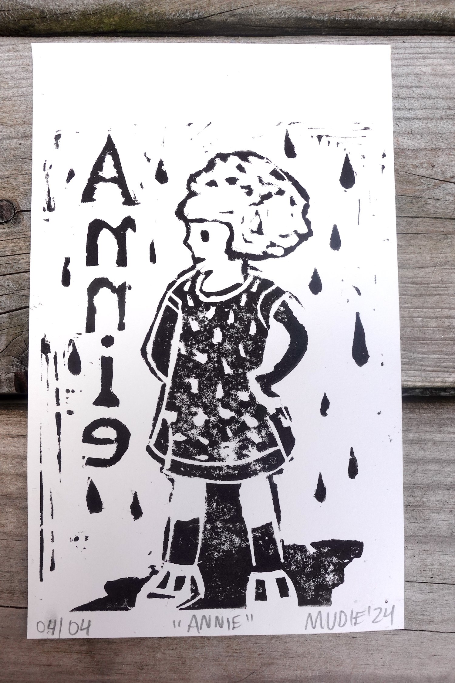 Image of " Annie " Linographie  ( /4 ) 6 x 8''