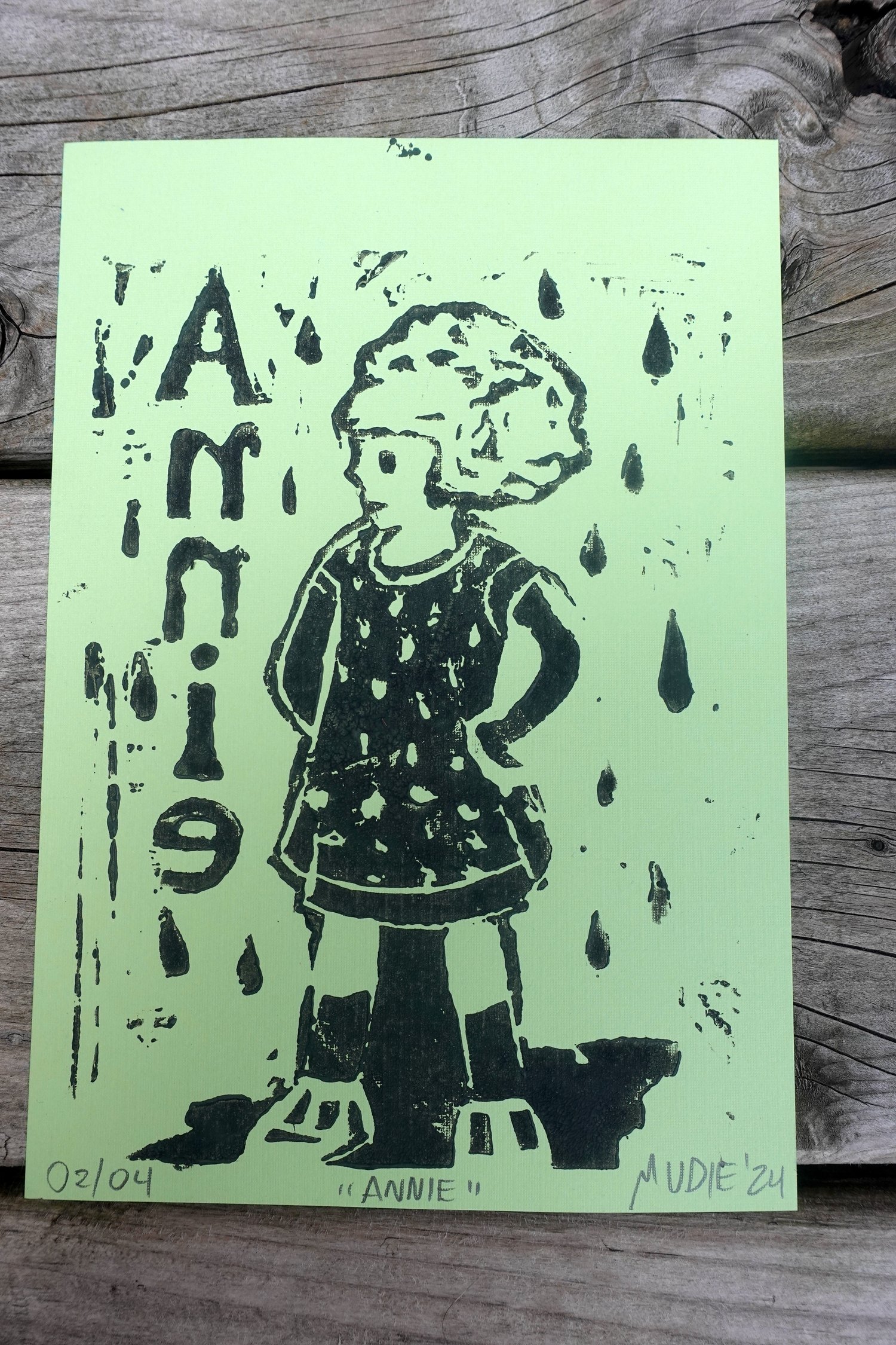 Image of " Annie " Linographie  ( /4 ) 6 x 8''