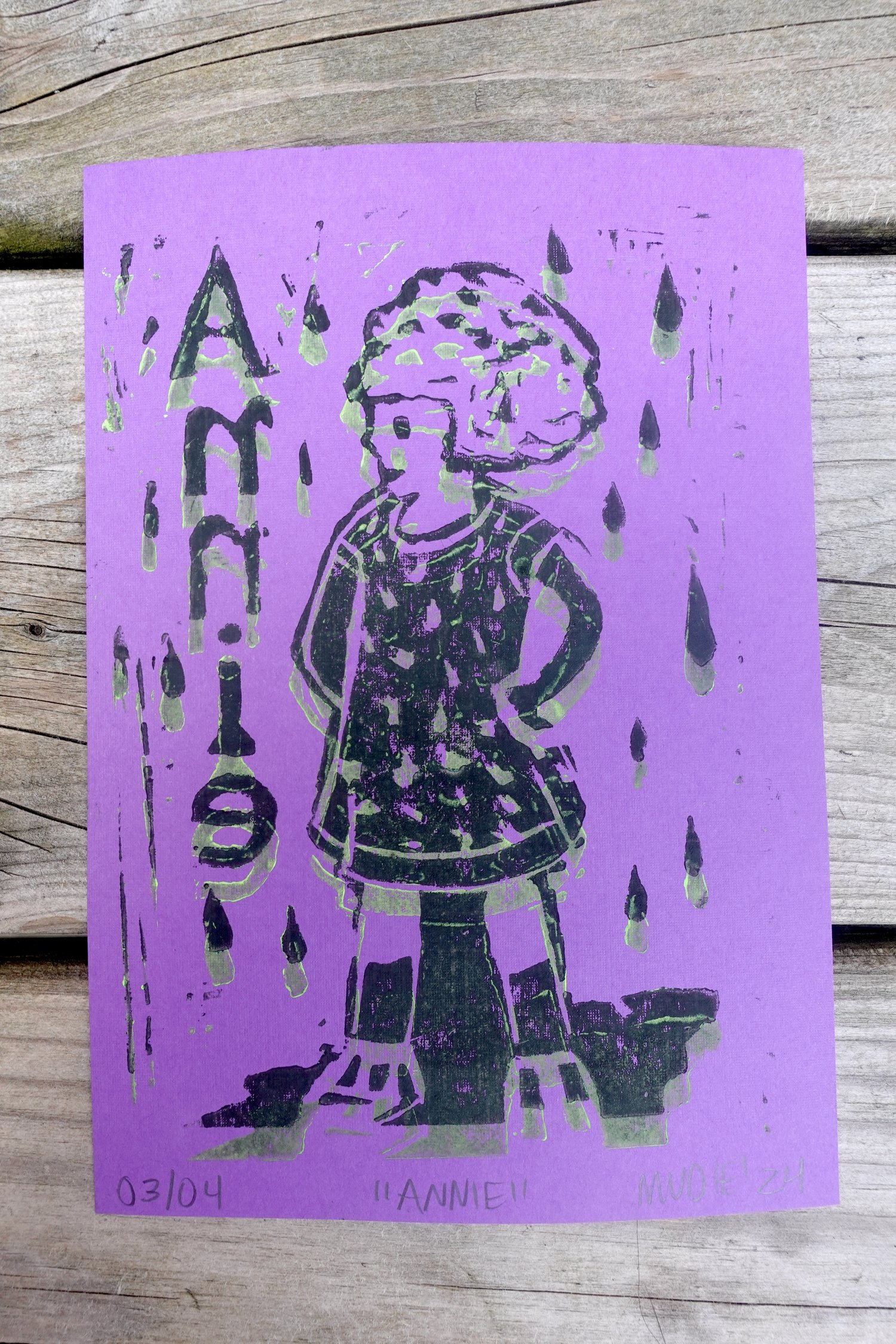 Image of " Annie " Linographie  ( /4 ) 6 x 8''