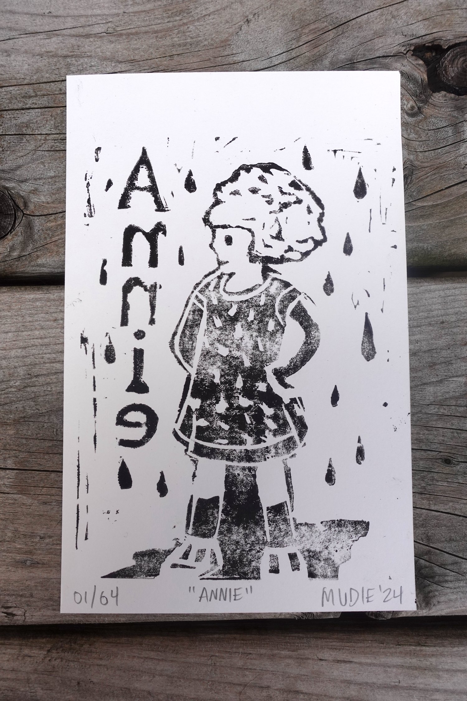 Image de " Annie " Linographie  ( /4 ) 6 x 8''