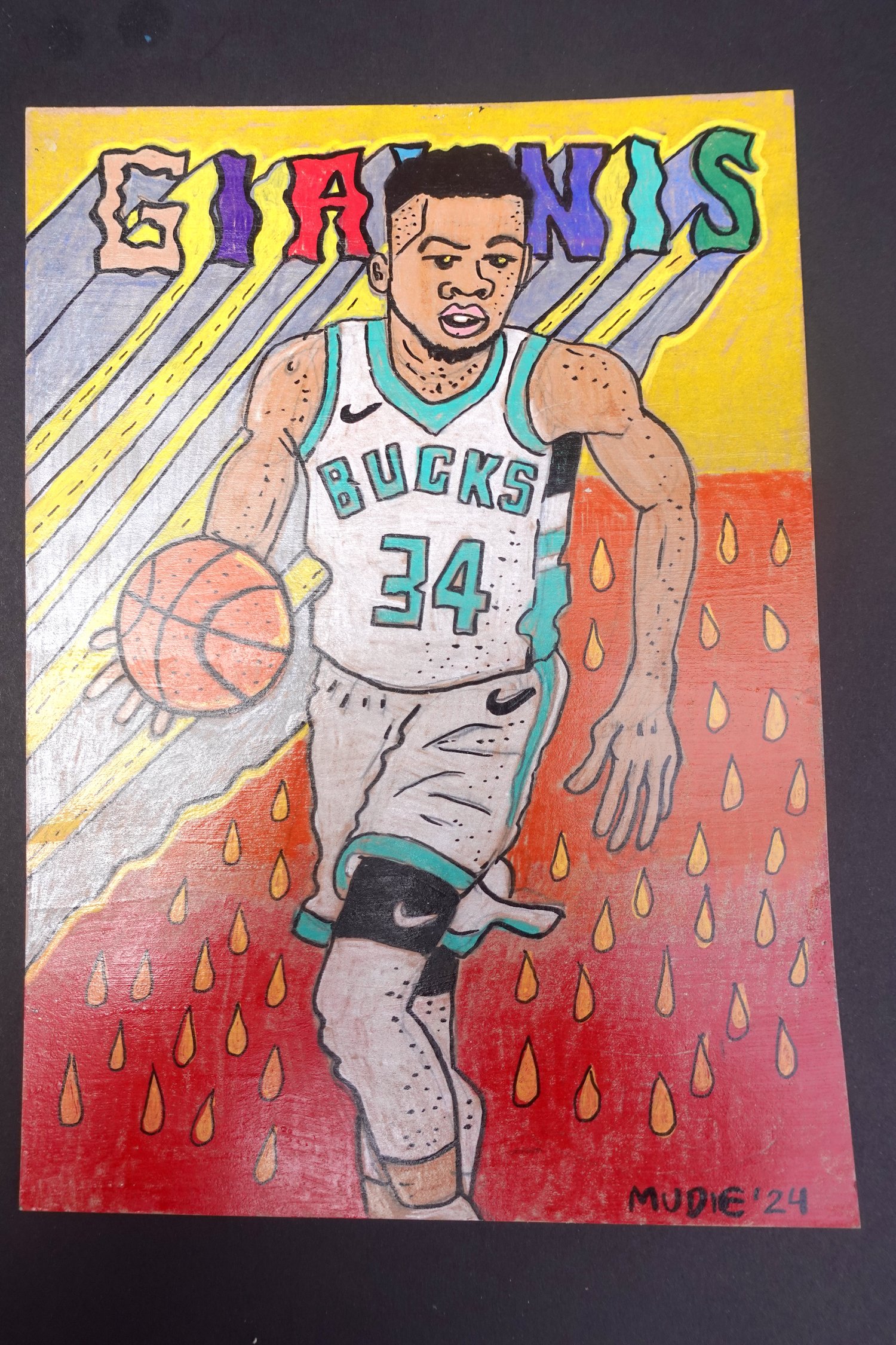 Image of " Giannis " artwork original 5 x 7''