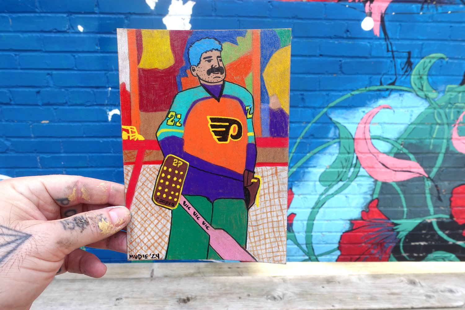 Image of " Hextall Rookie Card " original artwork 5 x7''