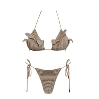 Image 1 of METALIC GOLD CROCHET LILLY BIKINI SET