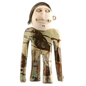 Image of Handmade Ceramic Contemporary Exotic Man with Moustache