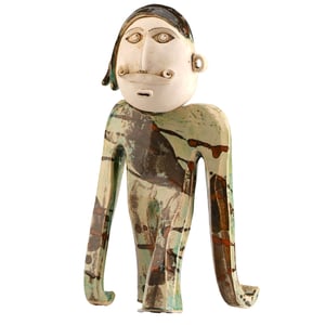 Image of Handmade Ceramic Contemporary Exotic Man with Moustache
