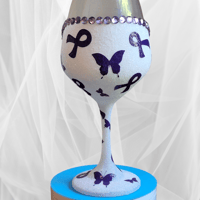 Image 1 of Purple Ribbon Butterfly Glass