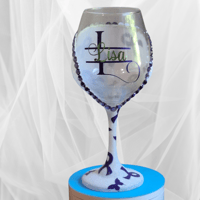 Image 2 of Purple Ribbon Butterfly Glass