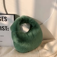 Image 2 of Deluxe Plush Handbag GREEN