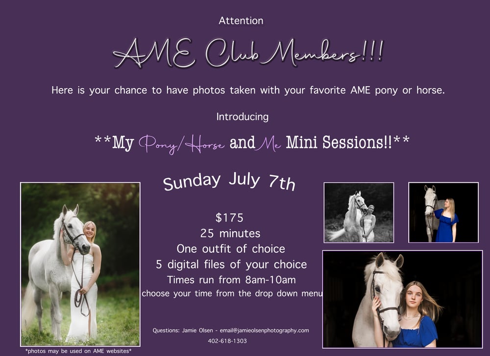 Image of AME Club -My Horse/Pony and Me Minis $175- AME Clients ONLY- SUNDAY JULY 7th, 2024