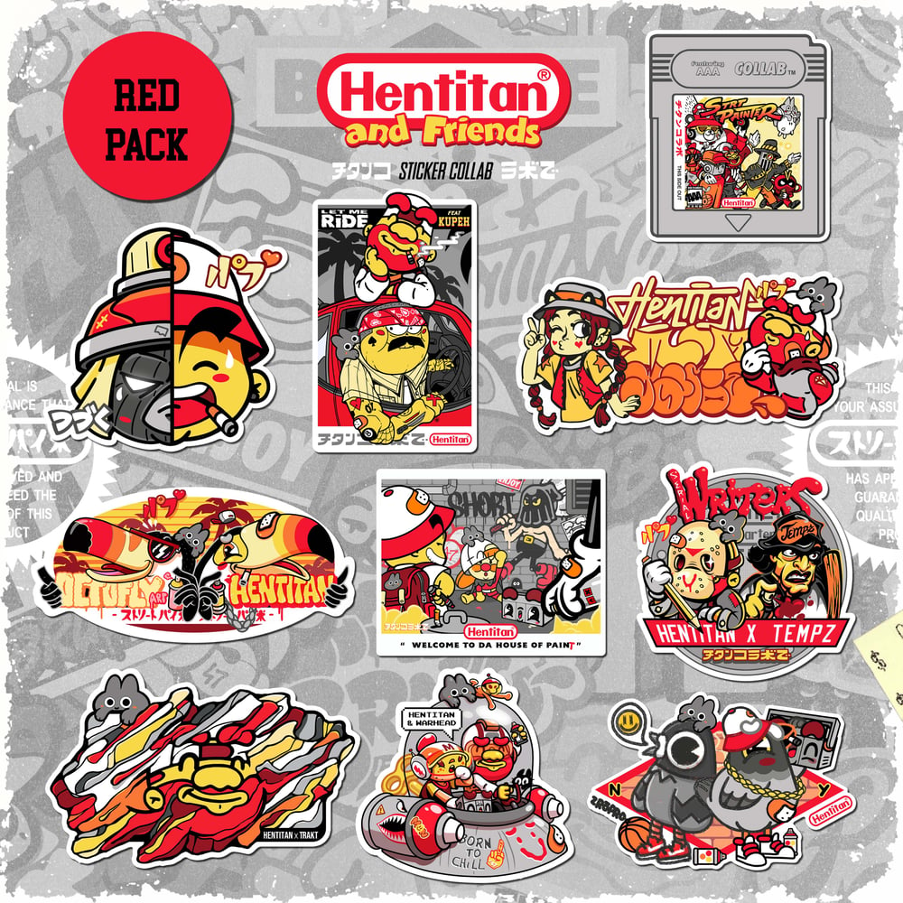 HENTITAN AND FRIENDS - RED STICKER PACK