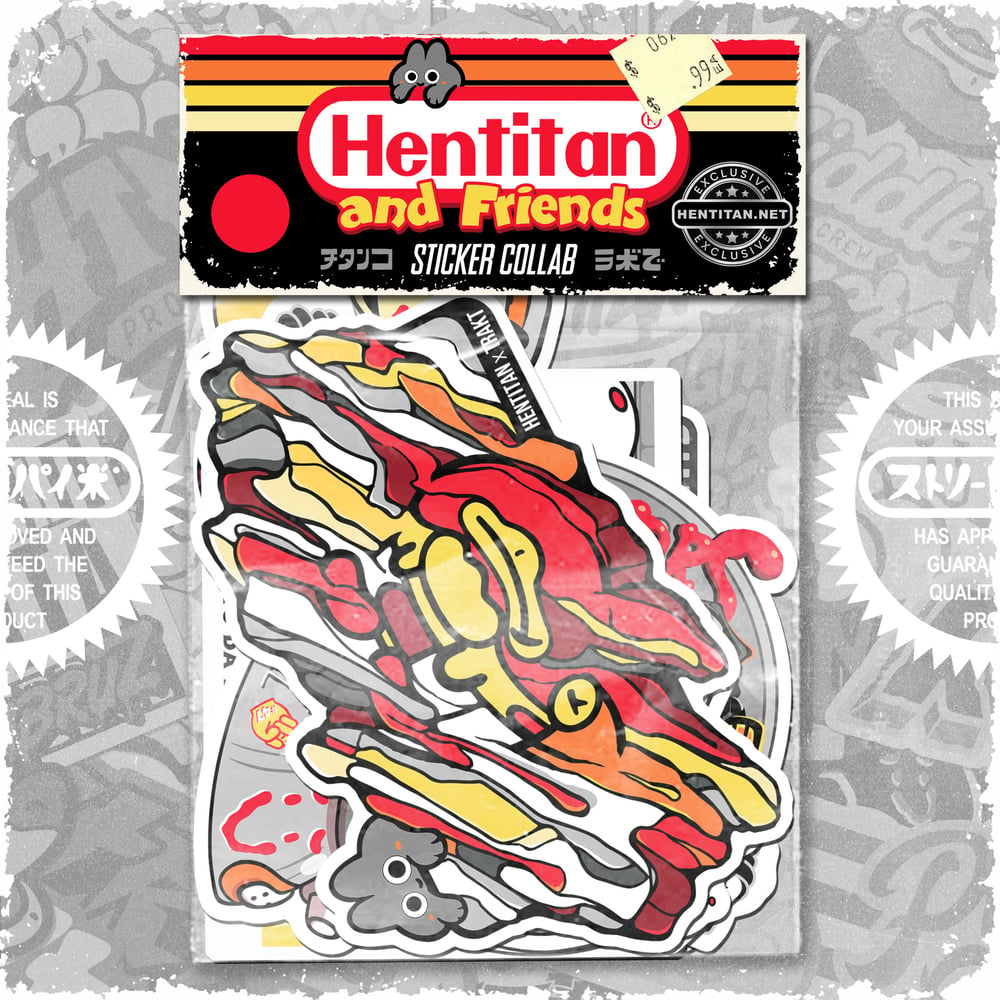 HENTITAN AND FRIENDS - RED STICKER PACK