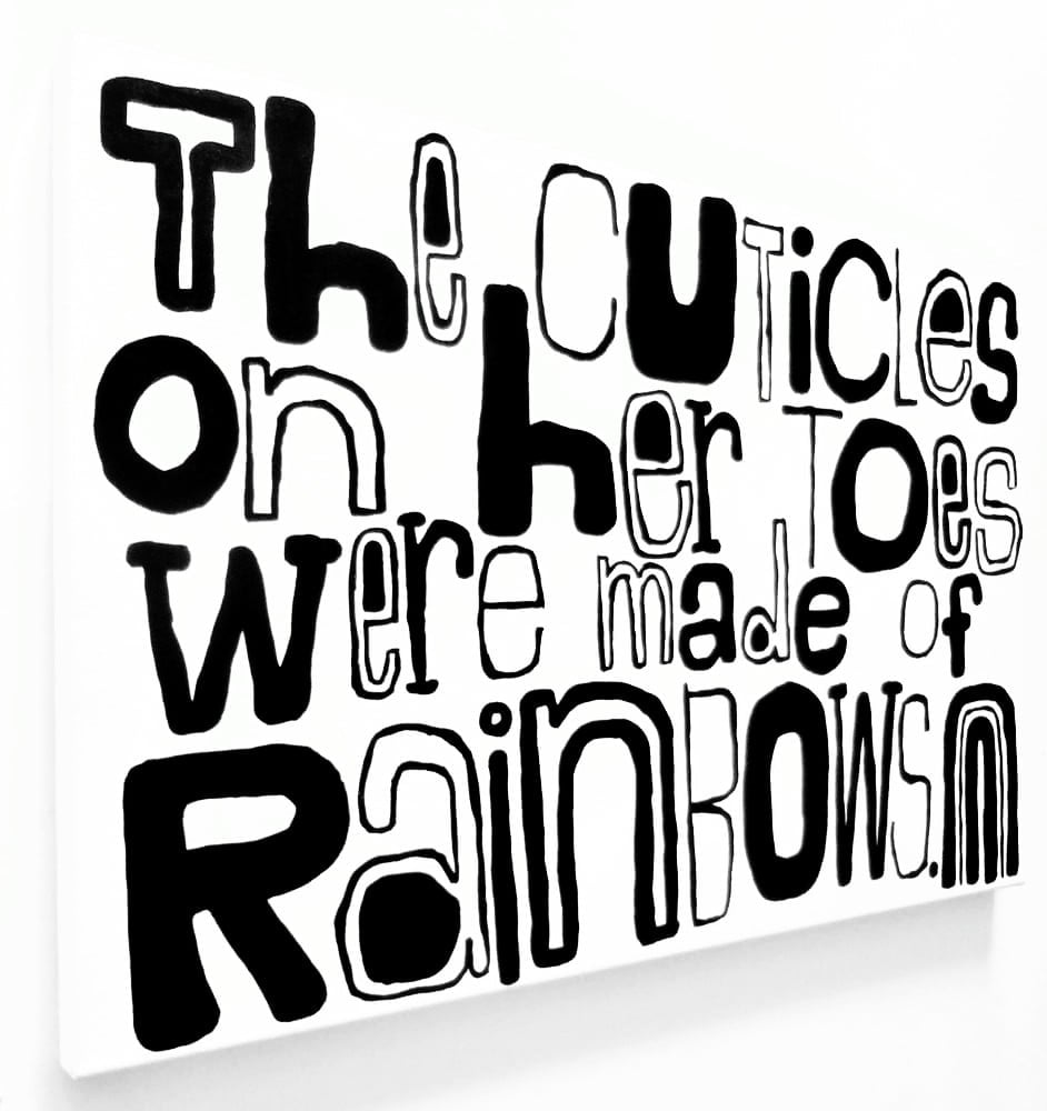 Image of tHe CUtiCLeS On hER tOES WeRE mAdE Of RAiNbOWS . - 16" X 24" CANVAS