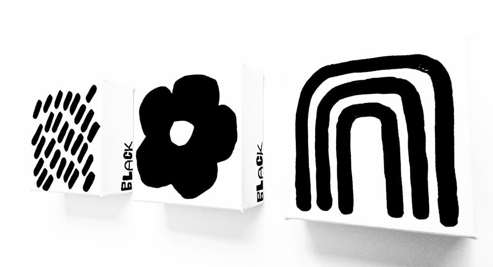 Image of RaiN + fLOWeR + RAiNbOW - 4" X 4" CANVAS (Set of 3)